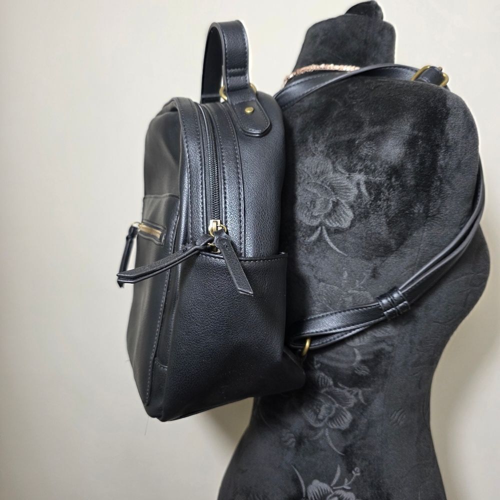 Style & Co. Black Faux Leather Mini Backpack with Gold Hardware - Picture 5 of 16